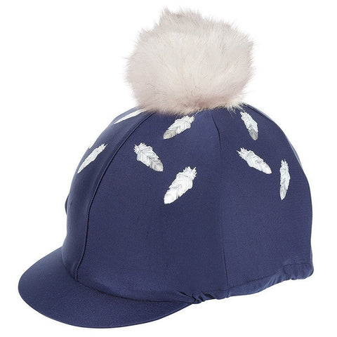 Feather Print & Faux Pom Lycra Hat Covers